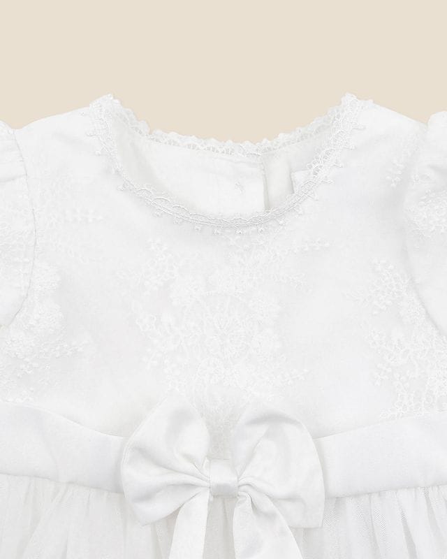 Bebe by Minihaha Girls Dress Open Back Christening Dress with Bloomers