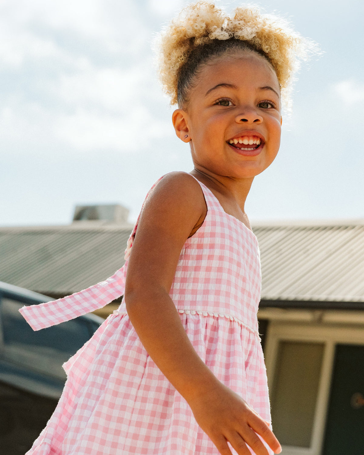 Bebe by Minihaha Girls Dress Pink Gingham Sundress