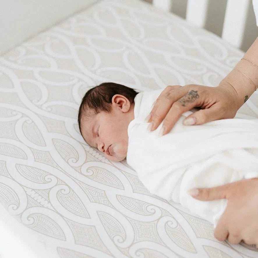 Bo & Ko Baby Linen Sheets Fitted Cot Sheet | Te Pātiki Mocha