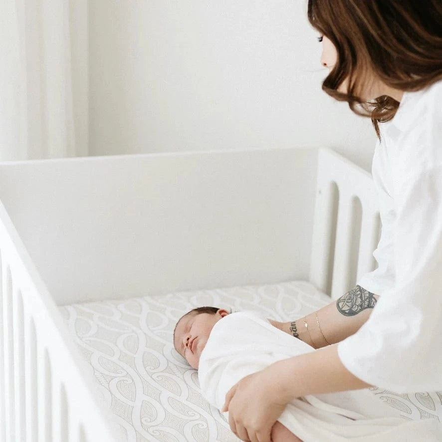 Bo & Ko Baby Linen Sheets Fitted Cot Sheet | Te Pātiki Mocha