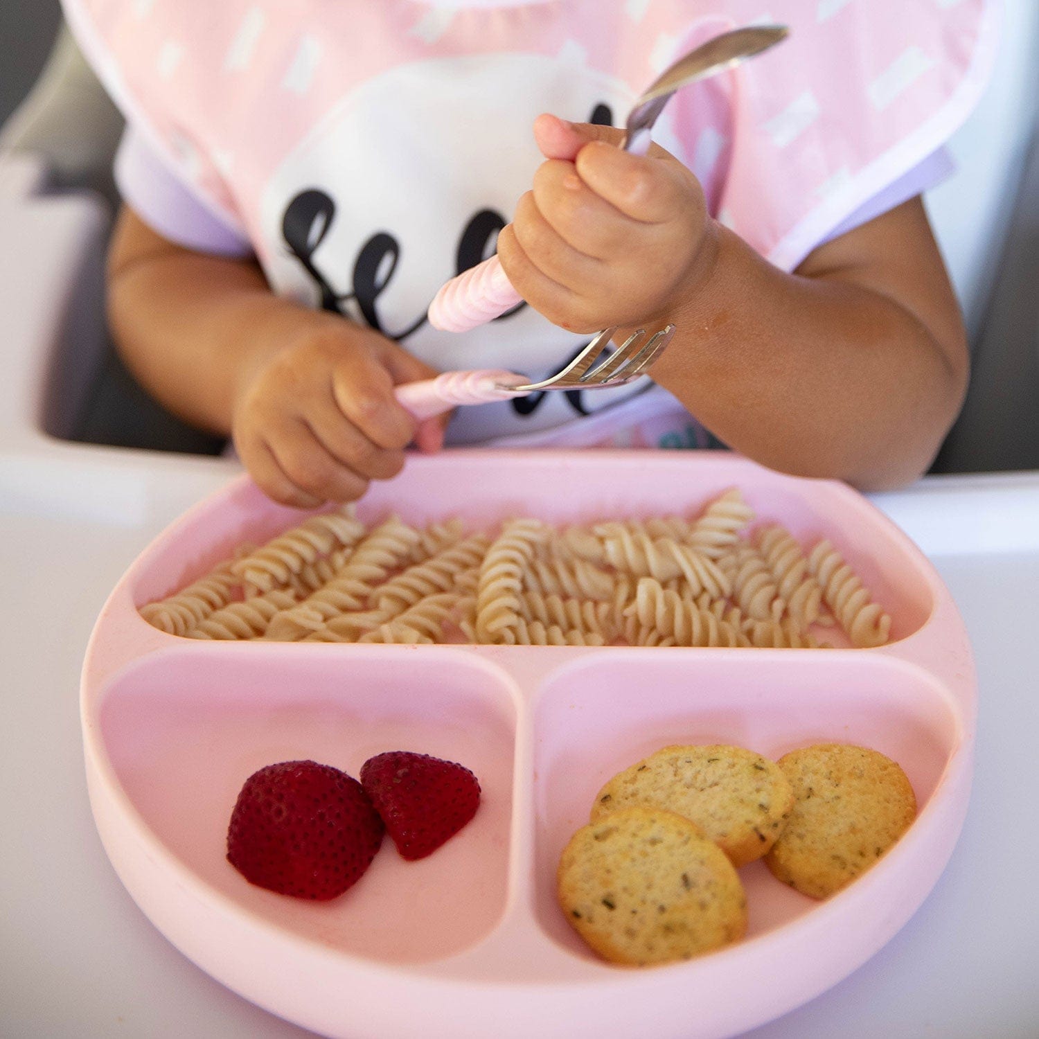 Bumkins Accessory Feeding Silicone Grip Dish - Pink