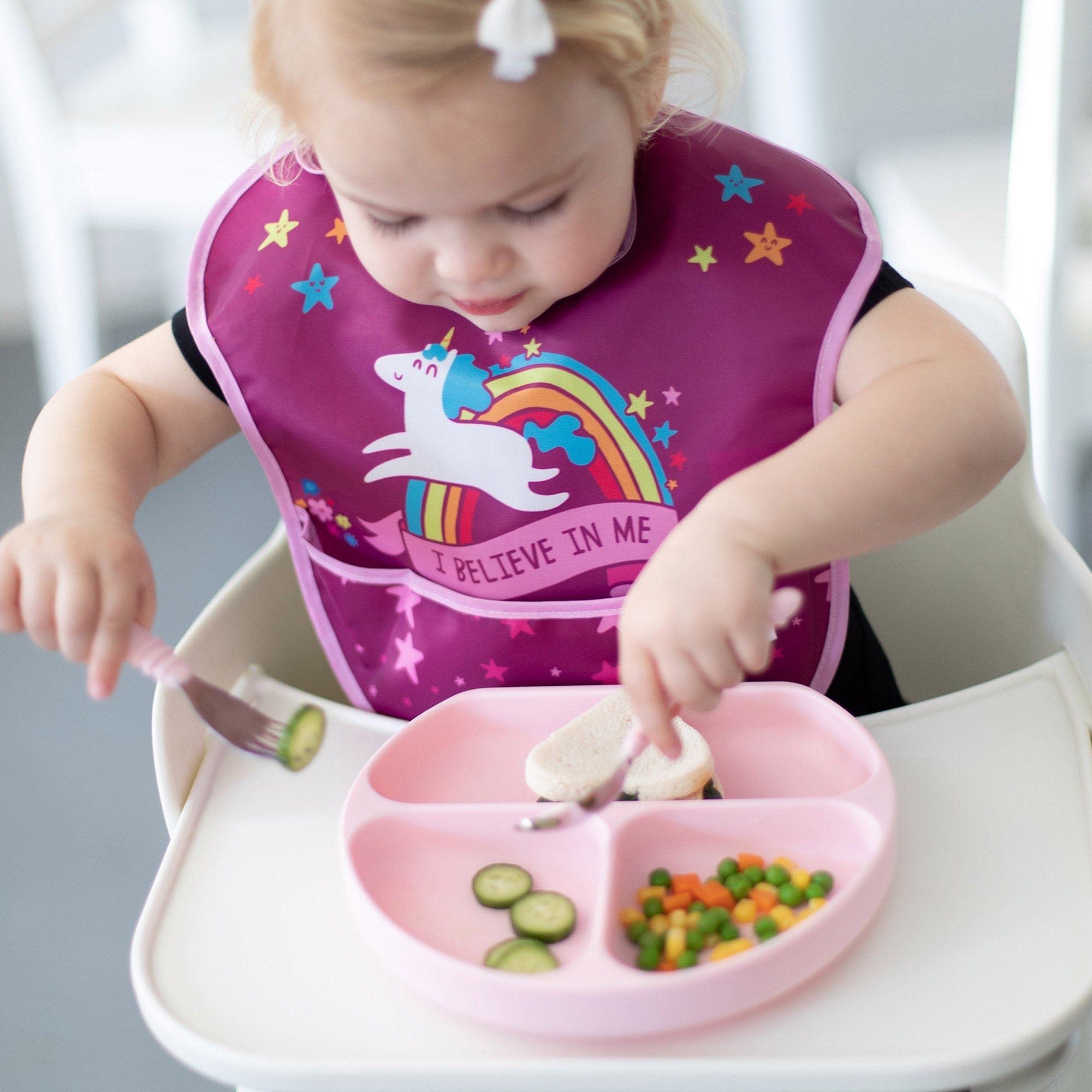 Bumkins Accessory Feeding Silicone Grip Dish - Pink