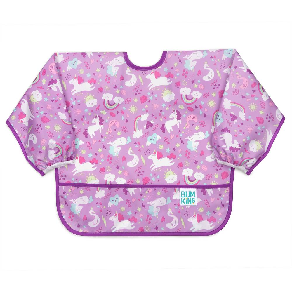 Bumkins Accessory Feeding Waterproof Sleeved Bib - Unicorns