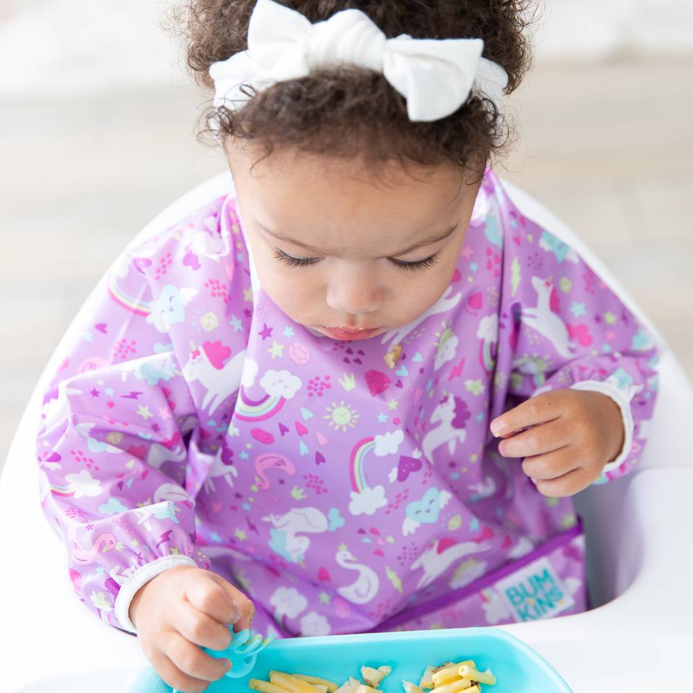 Bumkins Accessory Feeding Waterproof Sleeved Bib - Unicorns