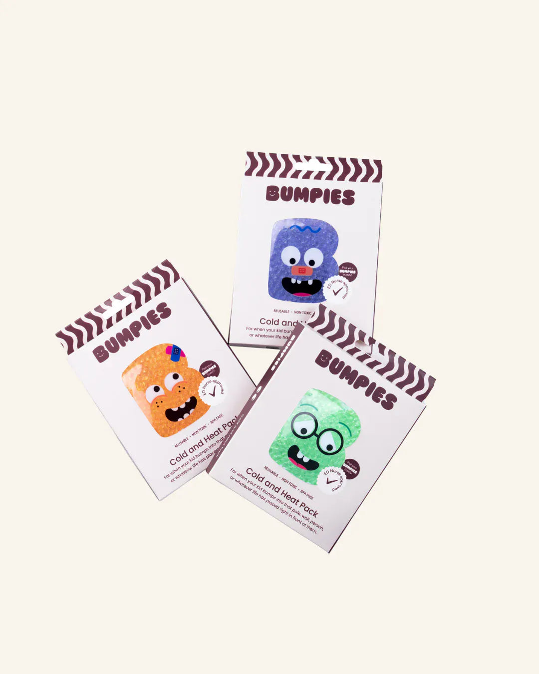 Bumpies Baby Care BUMPIES Crew 3-Pack | Reusable Hot & Cold Packs for Kids