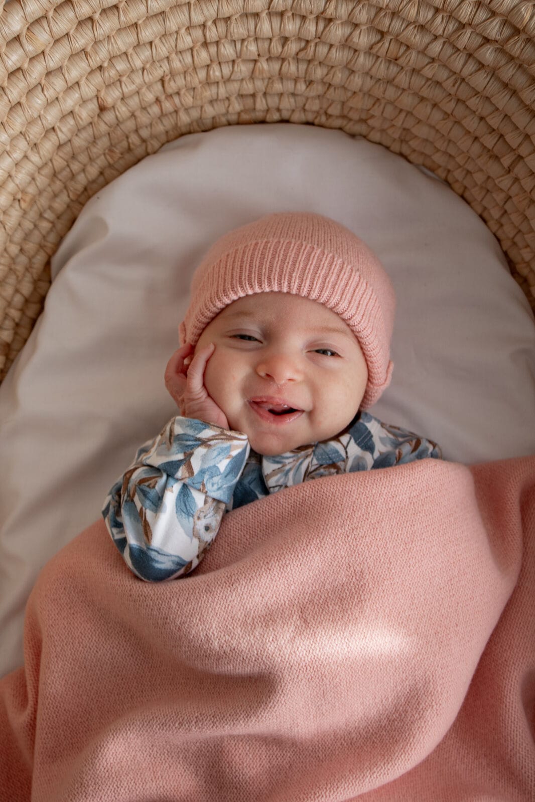 Burrow & Be Accessory Blanket 100% Wool Knit Baby Blanket - Carnation