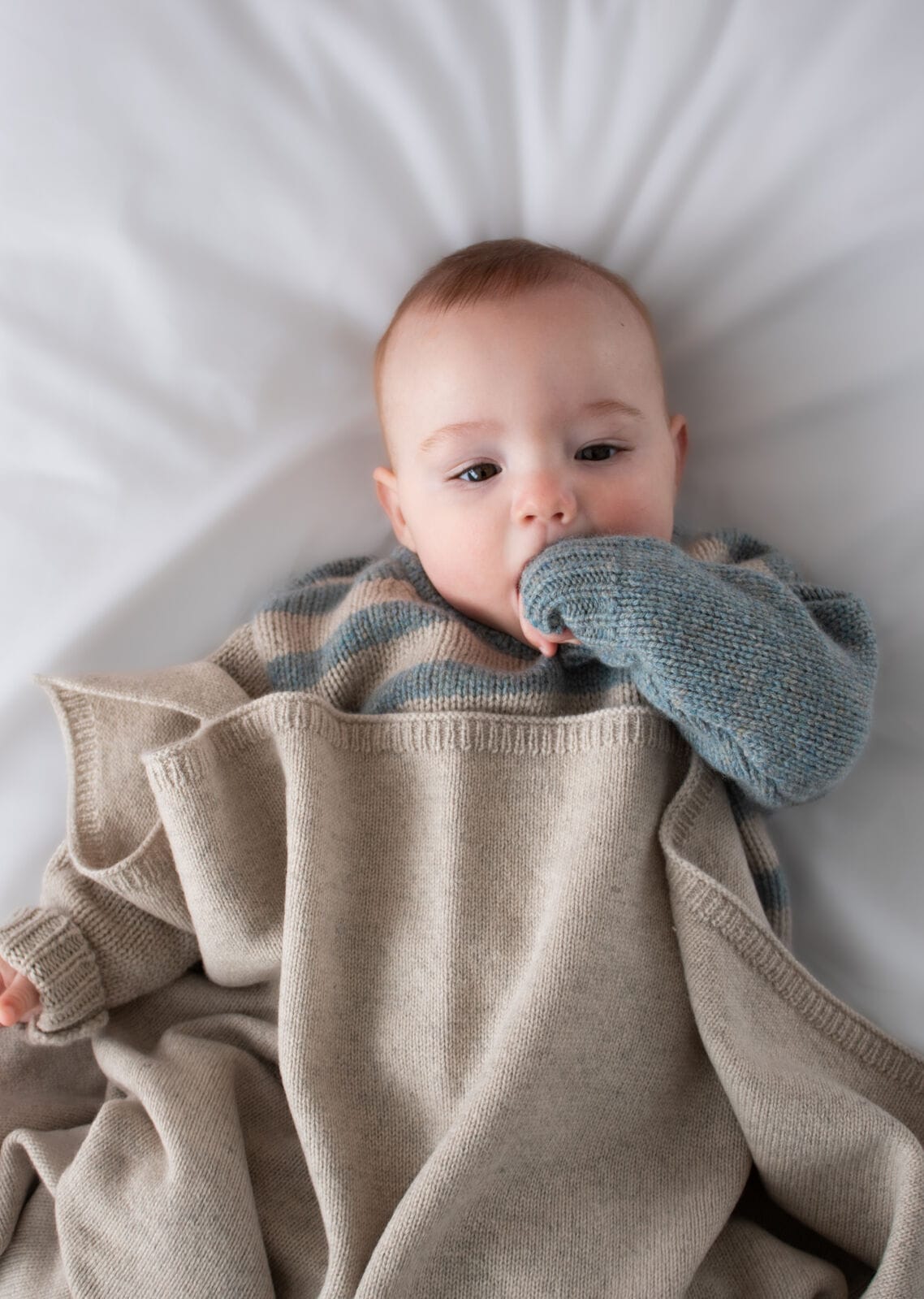 Burrow & Be Accessory Blanket 100% Wool Knit Baby Blanket - Stone Taupe