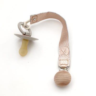 Burrow & Be Baby Accessory Rose Gold Leather Pacifier Clips