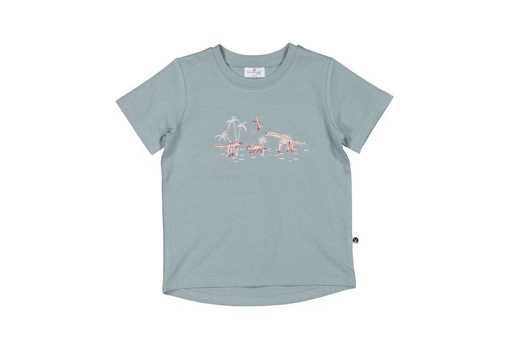 Burrow & Be Boys Tops Dino Roar Placement T Shirt