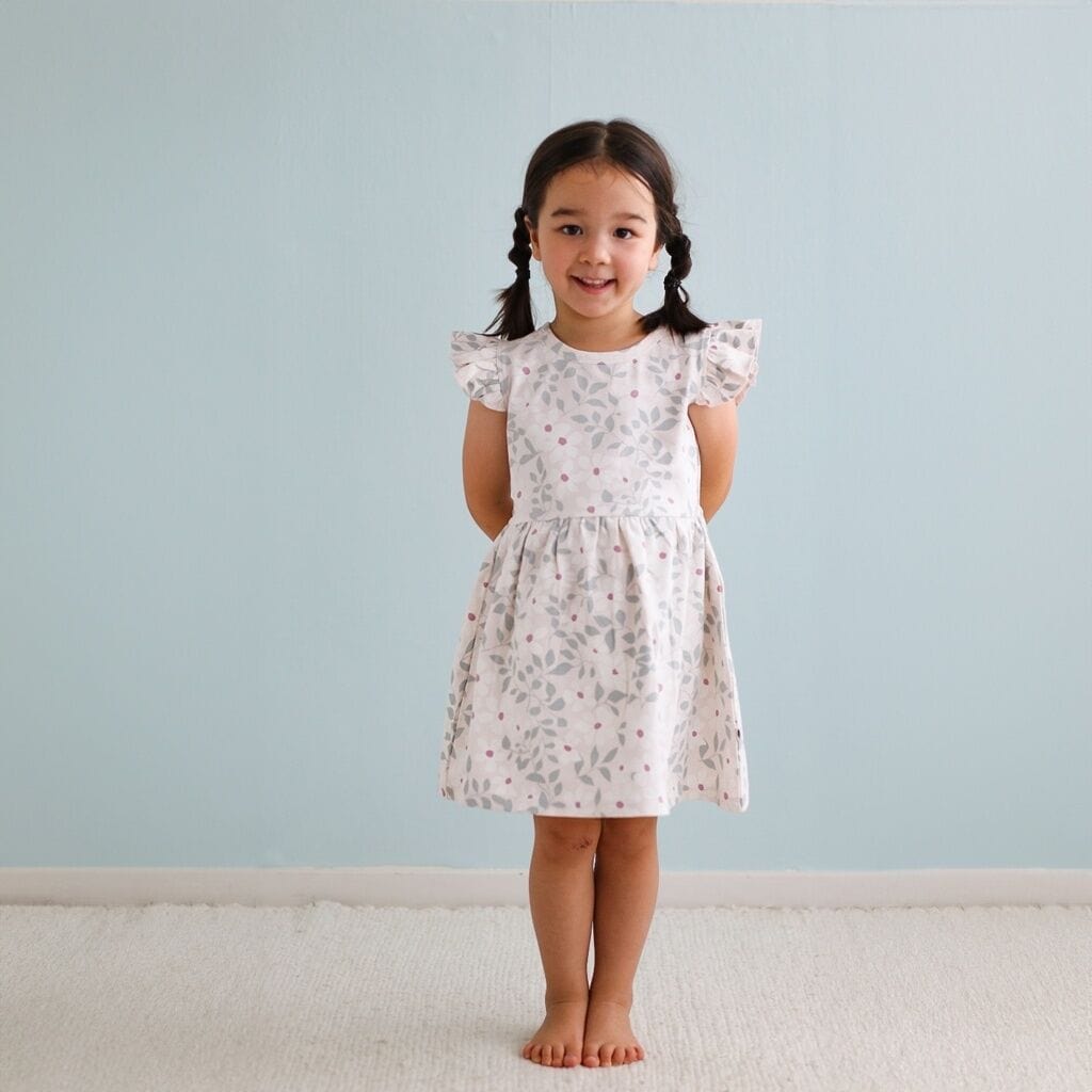 Burrow & Be Girls Dress 2Y Bellis Flutter Sleeve Dress