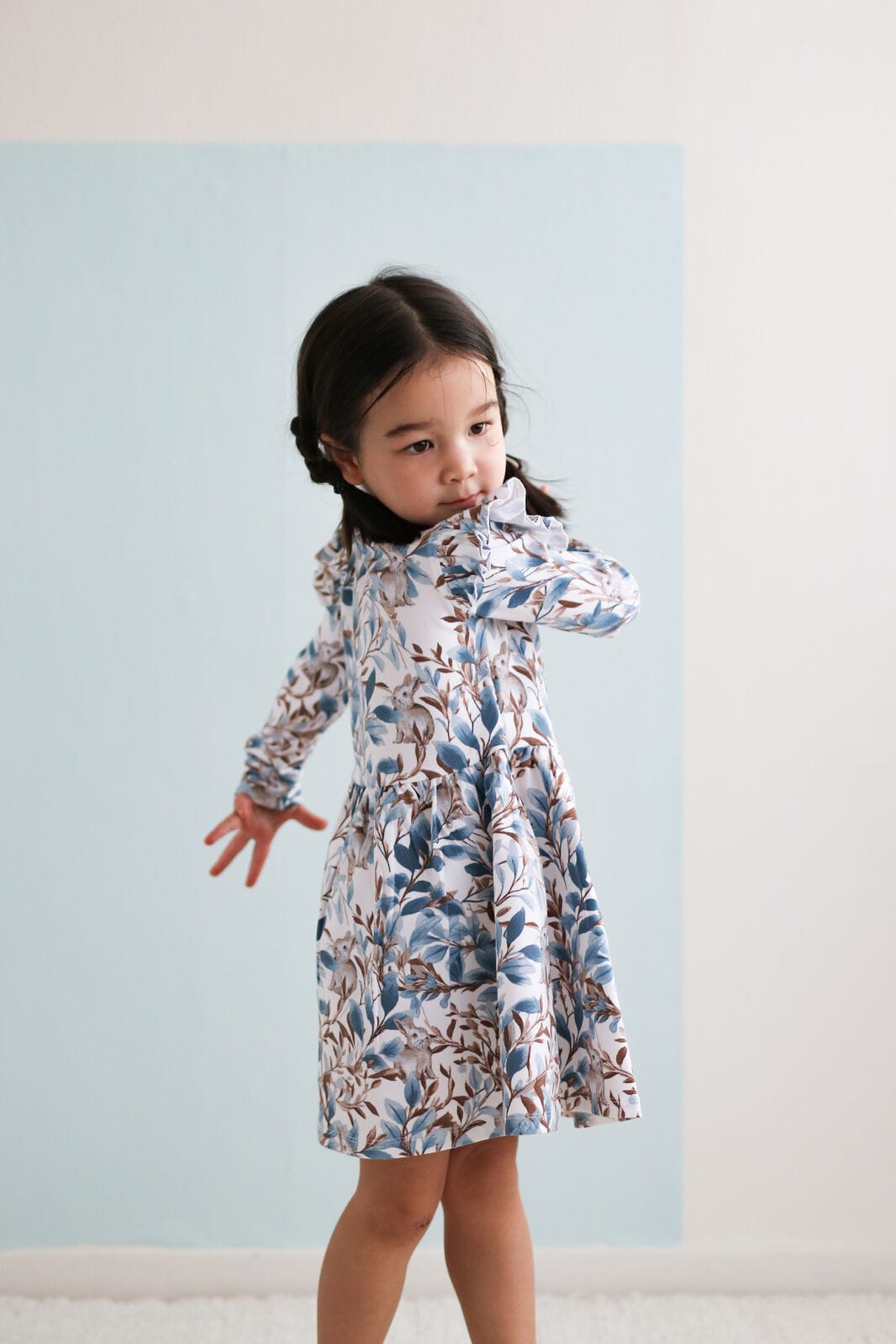 Burrow & Be Girls Dress Eden Long Sleeve Flutter Dress