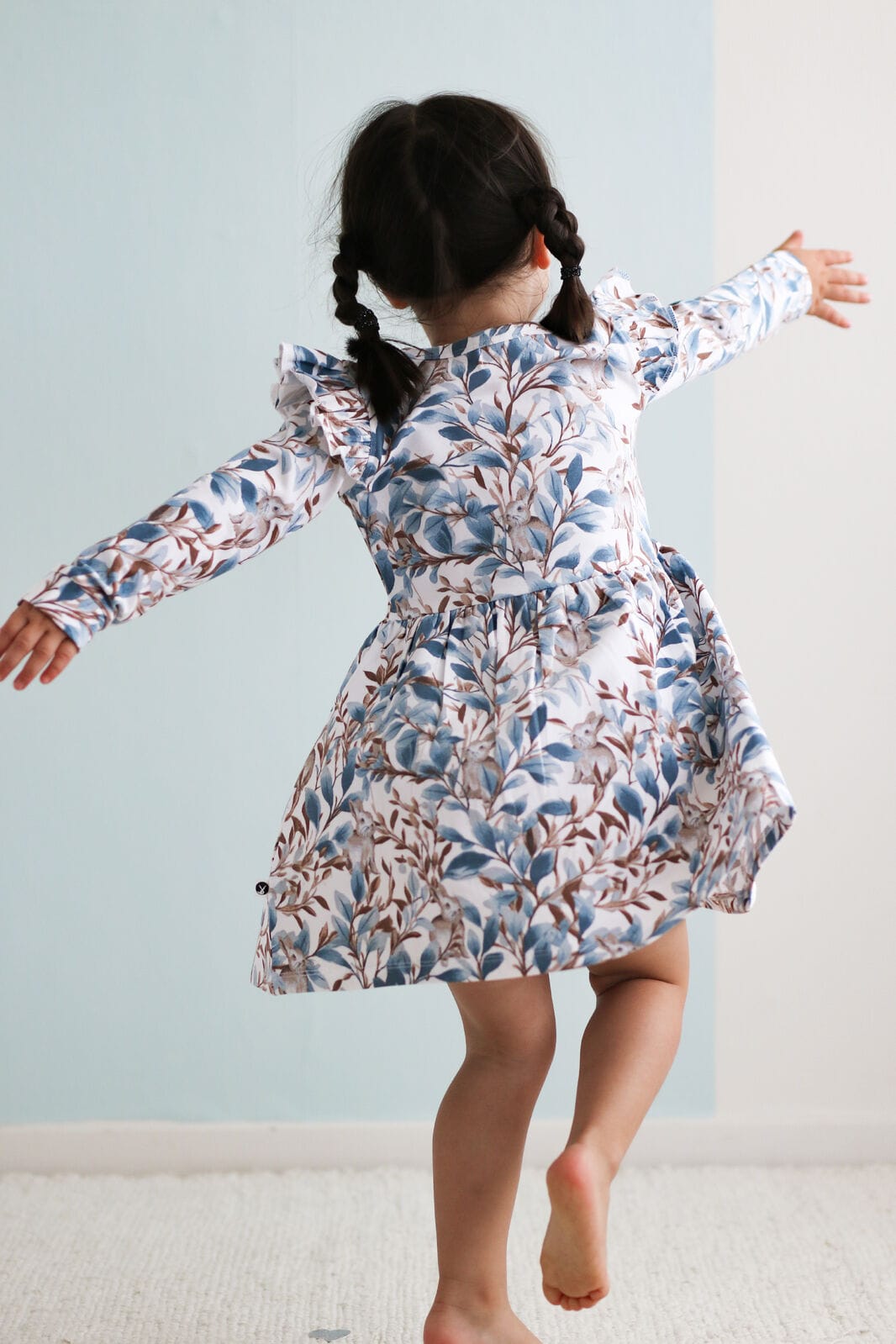 Burrow & Be Girls Dress Eden Long Sleeve Flutter Dress