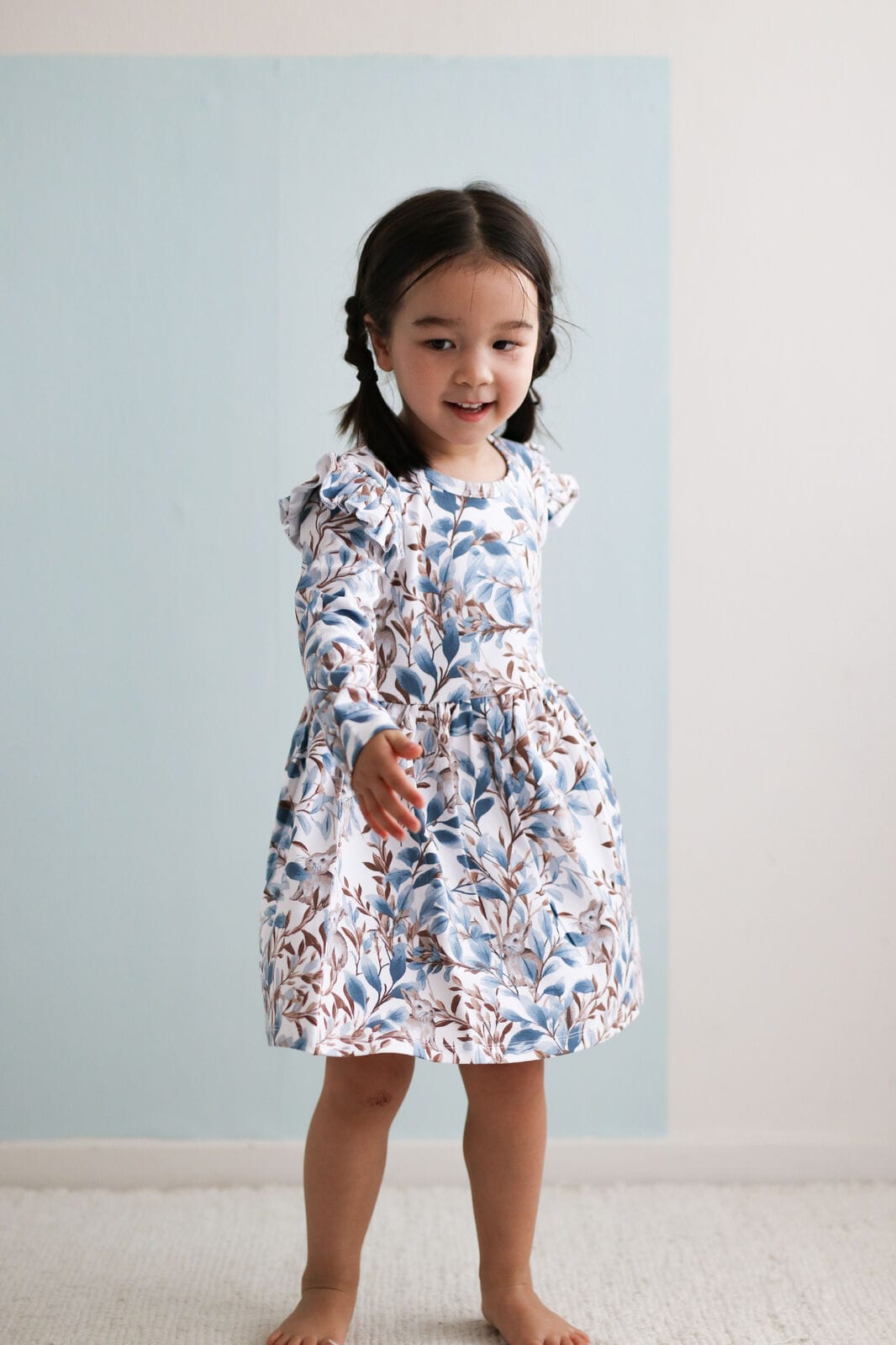 Burrow & Be Girls Dress Eden Long Sleeve Flutter Dress