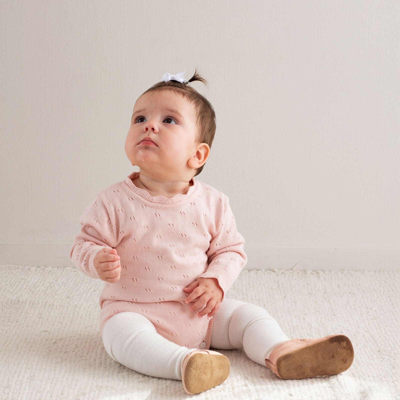 Burrow & Be Girls Onesie 0-3M Harper Knit Bodysuit - Petal