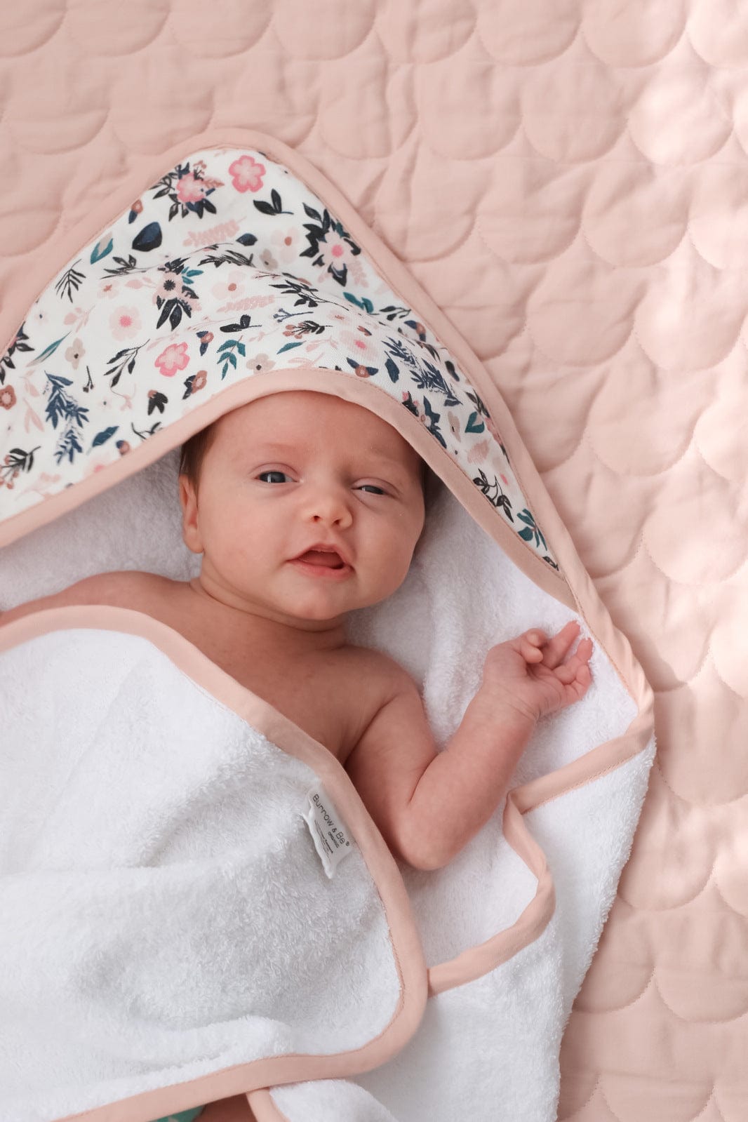 Burrow & Be Linen Bath Petite Clementine Baby Hooded Towel