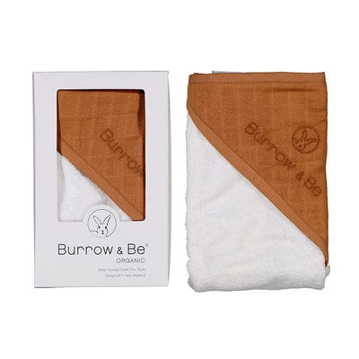 Burrow & Be Linen Bath Rust Organic Hooded Baby Towel ( NEW COLOURS)