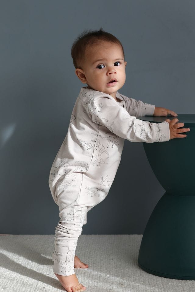 Burrow & Be Unisex Onesie Dino Roar Long Sleeve Zipsuit