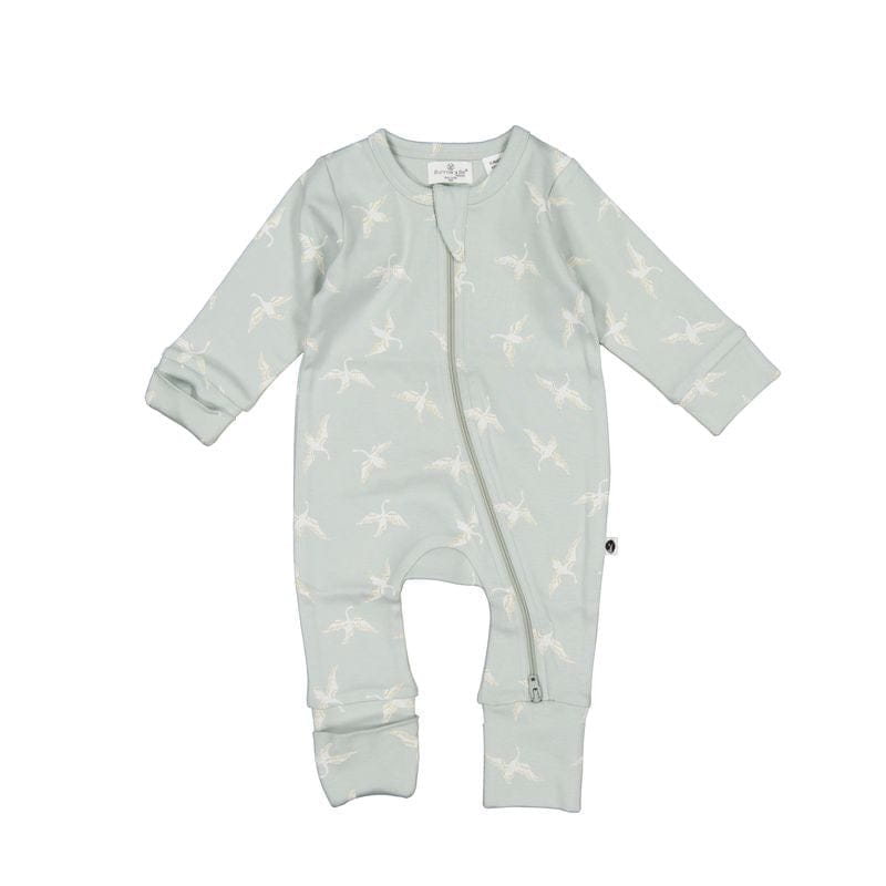Burrow & Be Unisex Onesie Swan Flight Long Sleeve Zip Suit