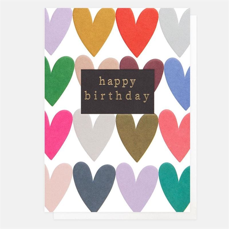 Caroline Gardner Gift Card Happy Birthday Coloured Hearts - Birthday Card