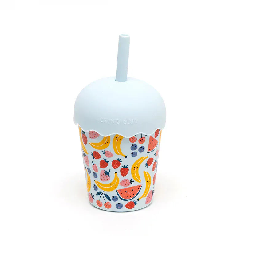 Chino Club Accessory Feeding Fruits Blue Mini Smoothie Cup & Straw 200ml