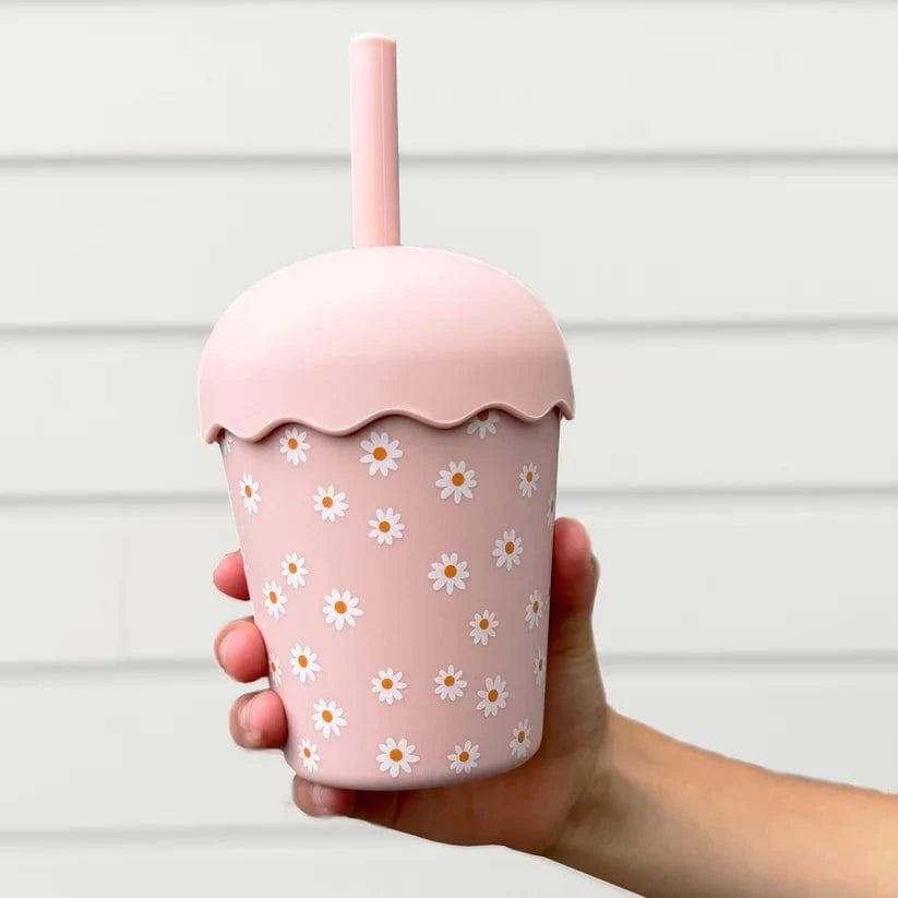 Chino Club Accessory Feeding Pink Daisy Mini Smoothie Cup & Straw 200ml