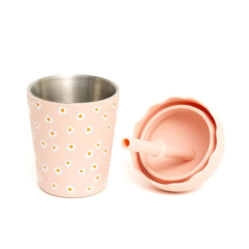 Chino Club Accessory Feeding Pink Daisy Mini Smoothie Cup & Straw 200ml
