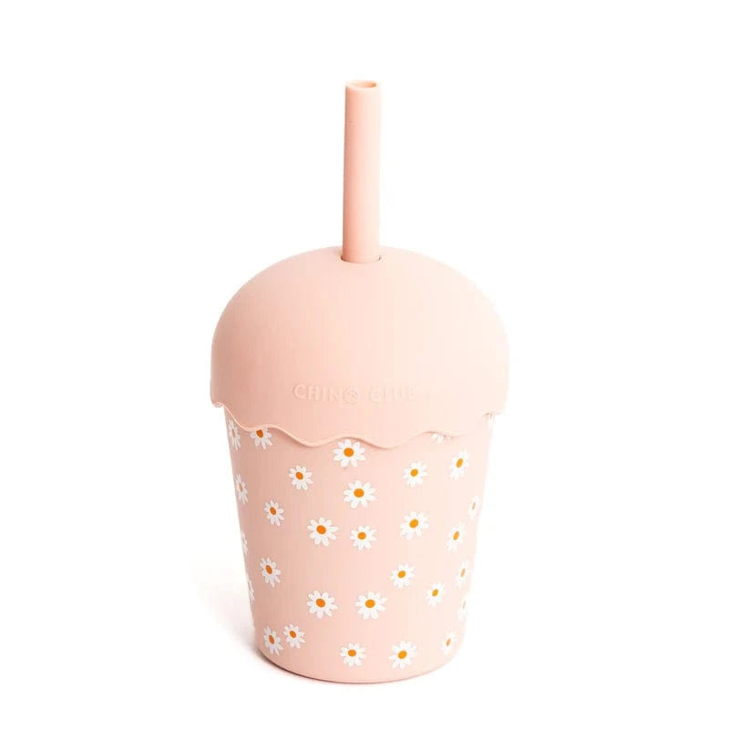 Chino Club Accessory Feeding Pink Daisy Mini Smoothie Cup & Straw 200ml