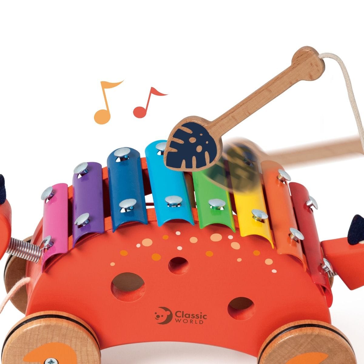 Colorful Dinosaur Xylophone toy by Classic World with vibrant animal-shaped keys and wooden mallet for kids' musical play.