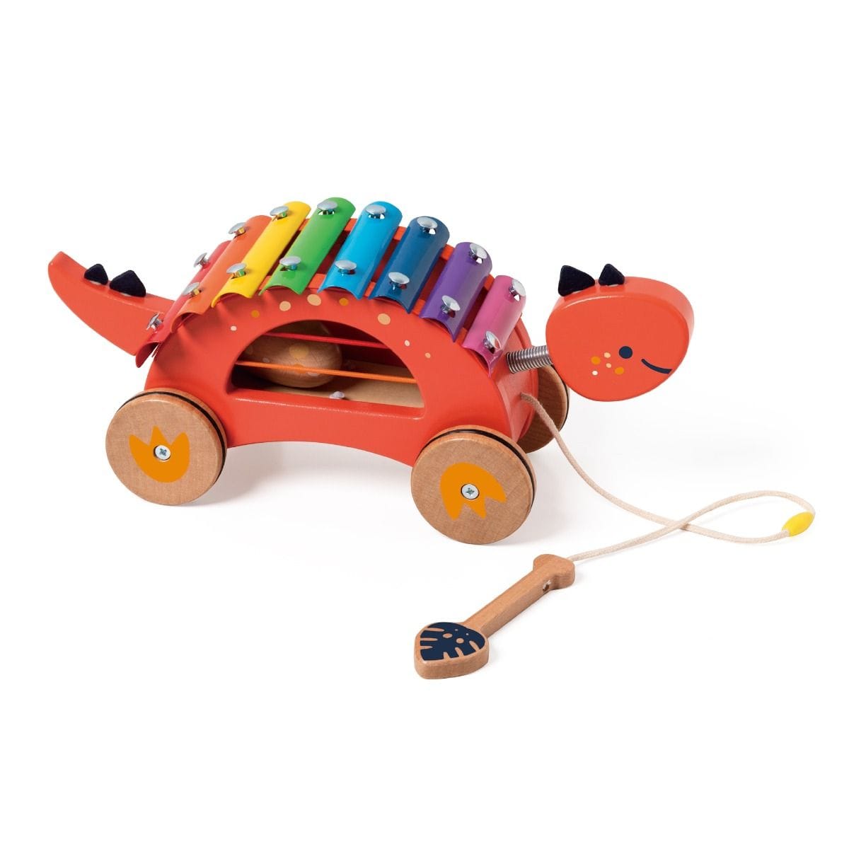 Colorful Dinosaur Xylophone toy from Classic World with rainbow keys and dinosaur shape for kids' musical play and learning.