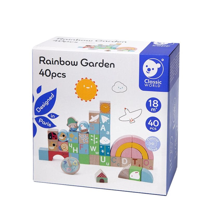 Classic World Toys Rainbow Garden Blocks - 40 Pieces