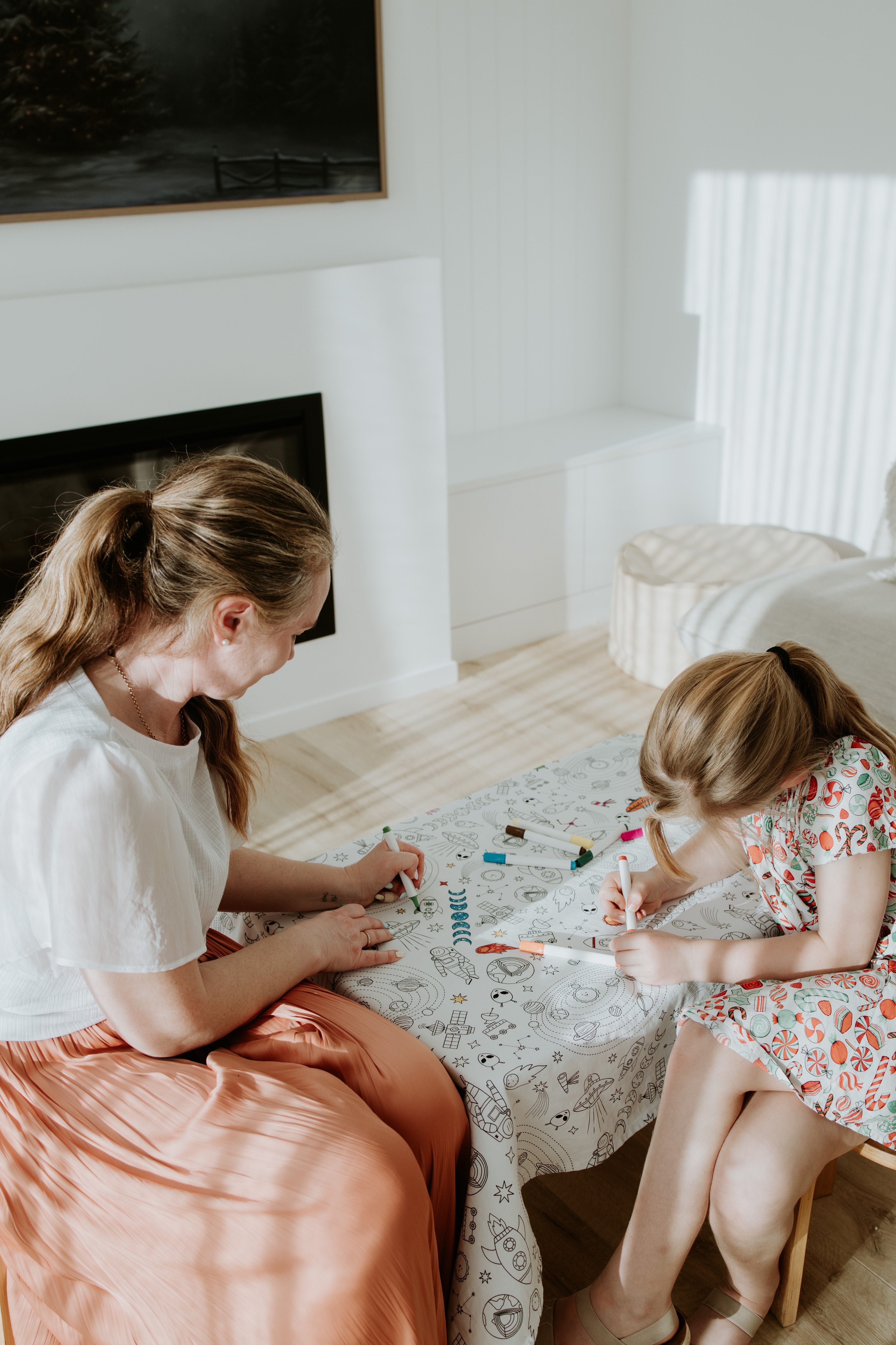 Colour Me Kids Accessory Feeding In The Stars Washable & Reusable Colouring In Tablecloth Set