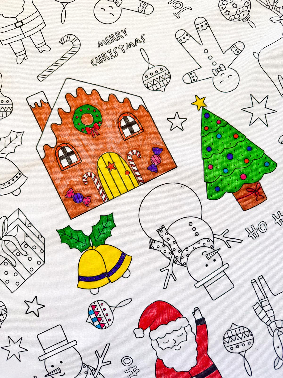 Colour Me Kids Accessory Feeding Merry Magic Washable & Reusable Colouring In Tablecloth Set