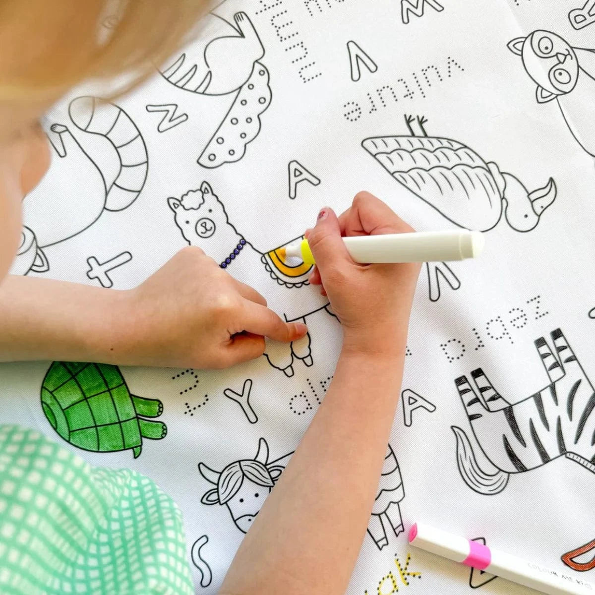 Colour Me Kids Accessory Feeding Washable, Reusable Colouring In Tablecloth Set