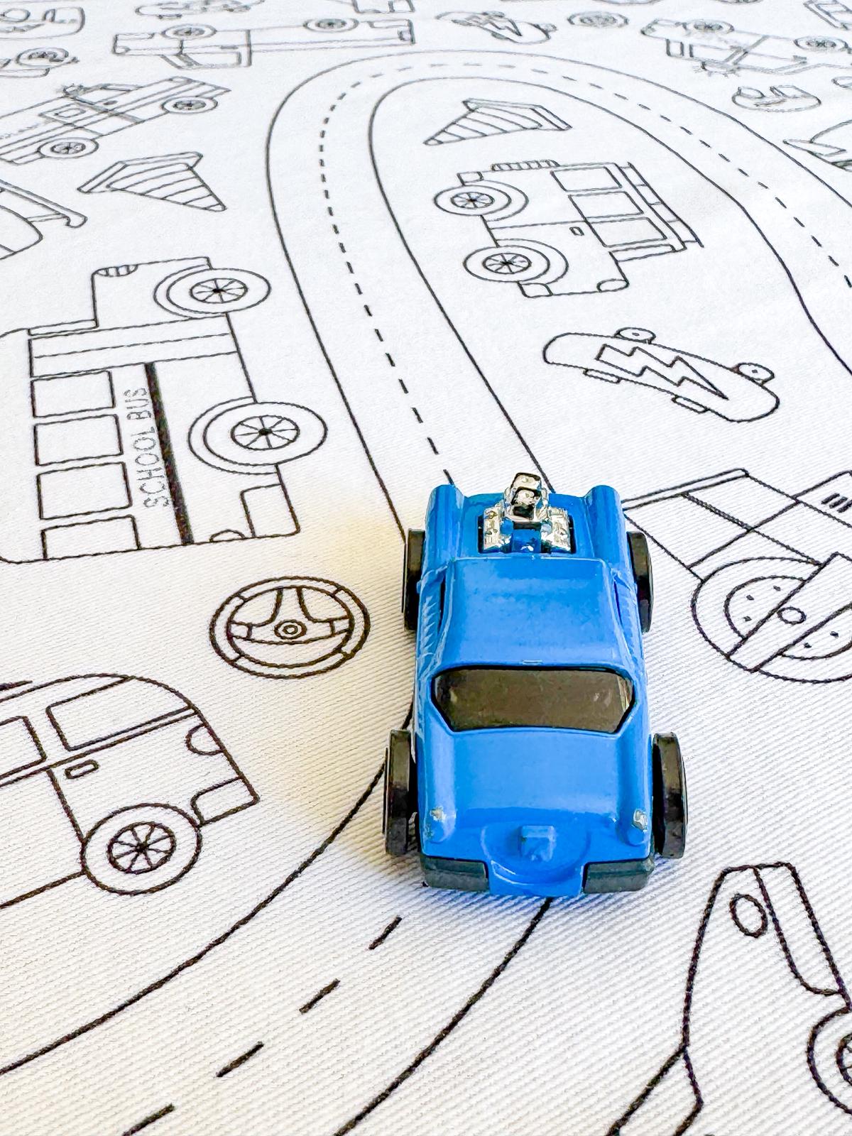 Colour Me Kids Accessory Feeding Wheels In Motion Washable & Reusable Colouring In Tablecloth Set