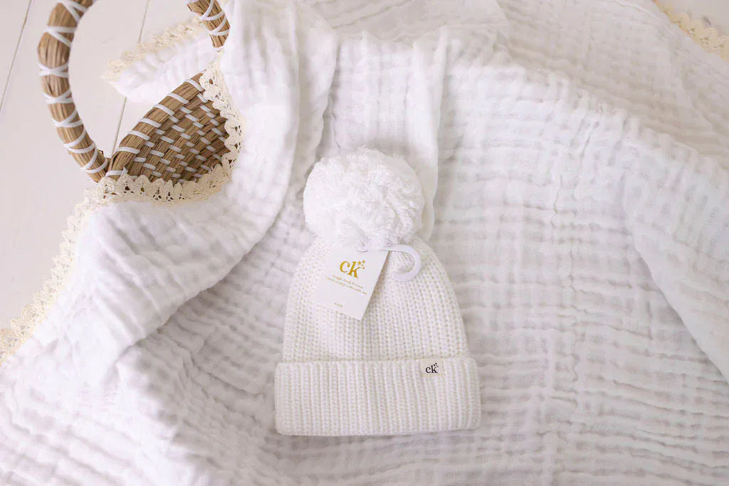 Confetti Kidz Accesories Hats Baby Knit Beanie - Milk