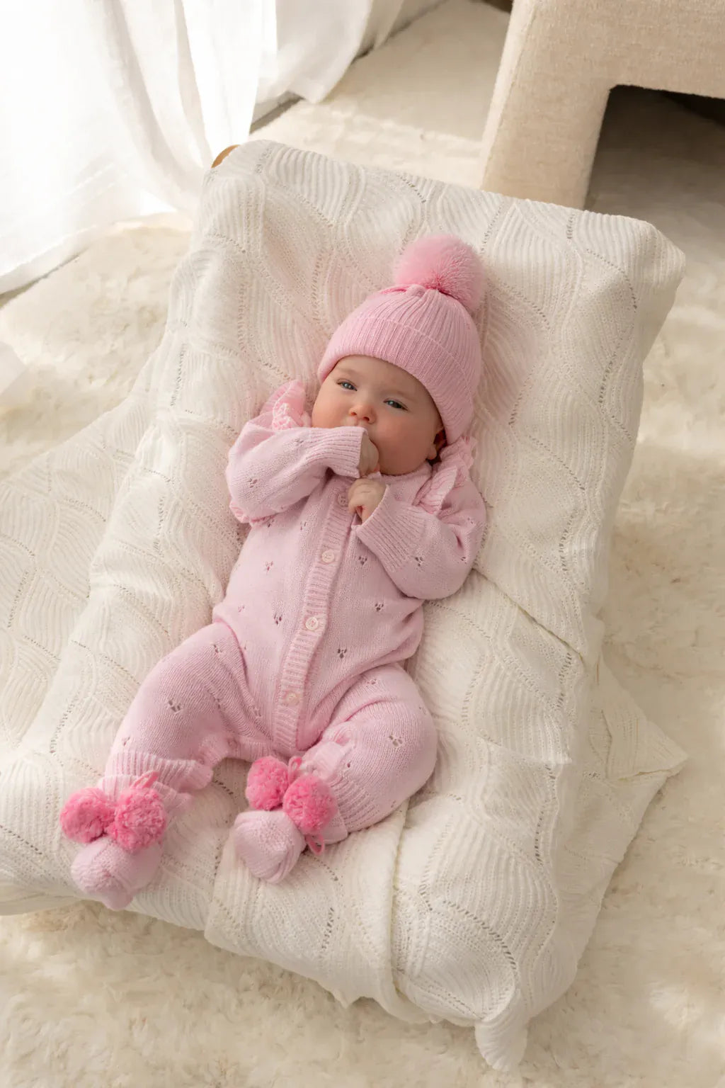 Confetti Kidz Accesories Hats Scallop Knit Beanie - Soft Pink