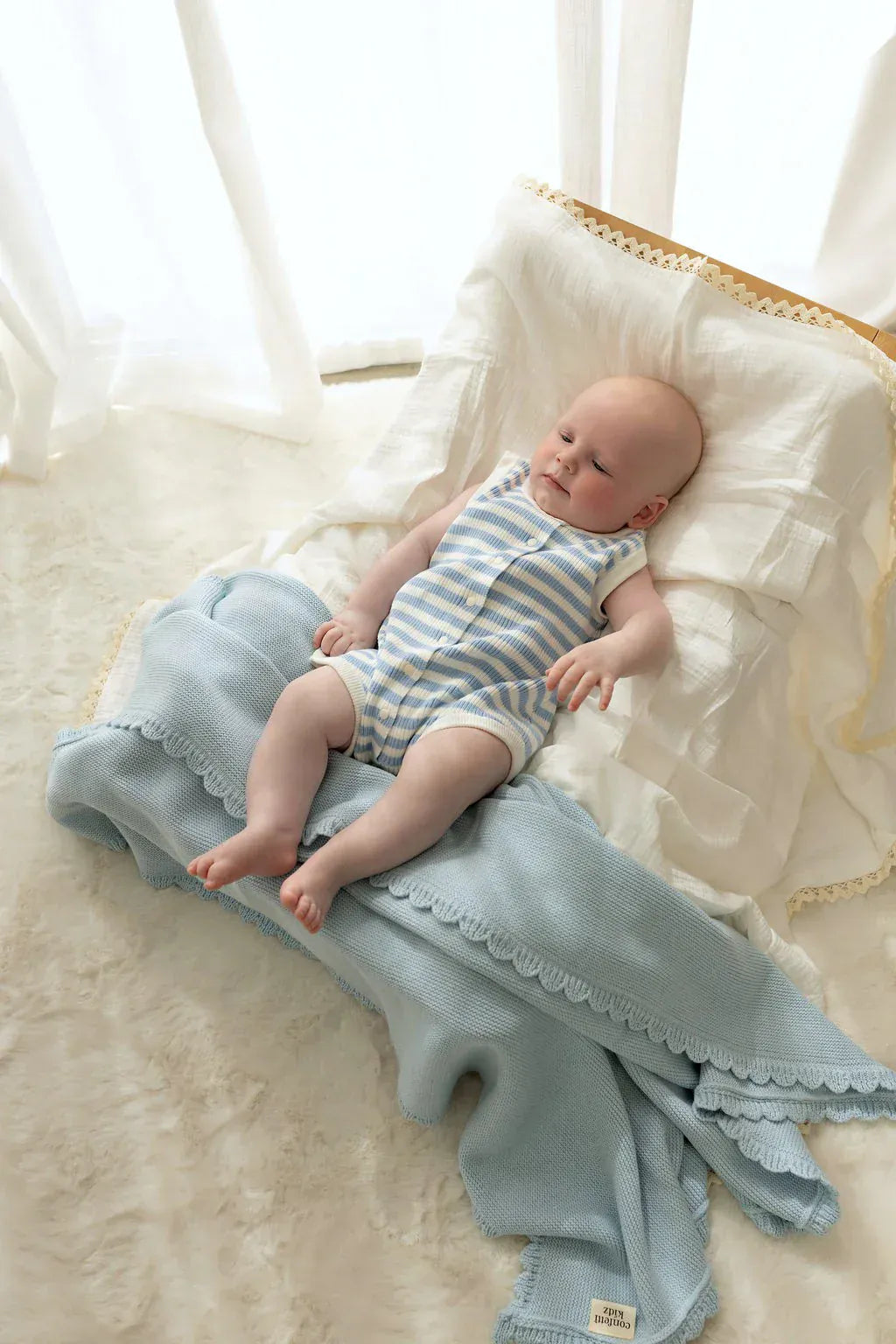 Confetti Kidz Accessory Blanket Heritage Knit Blanket - Traditional Blue