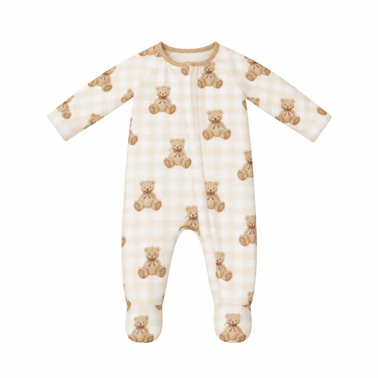 Confetti Kidz Boys All In Ones Gingham Teddy Zipsuit