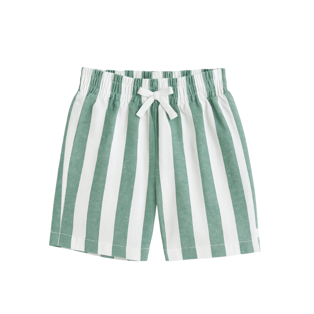 Confetti Kidz Boys Pant Classic Green Stripe Linen Shorts