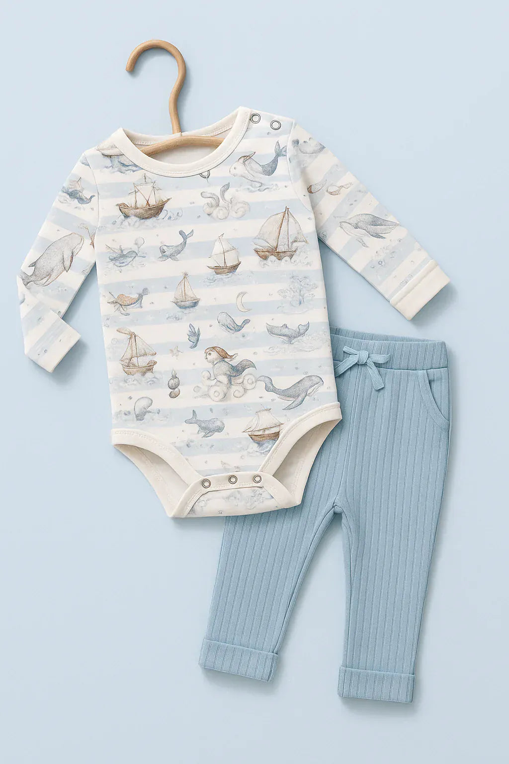 Confetti Kidz Boys Pants Dusty Blue Ribbed Leggings