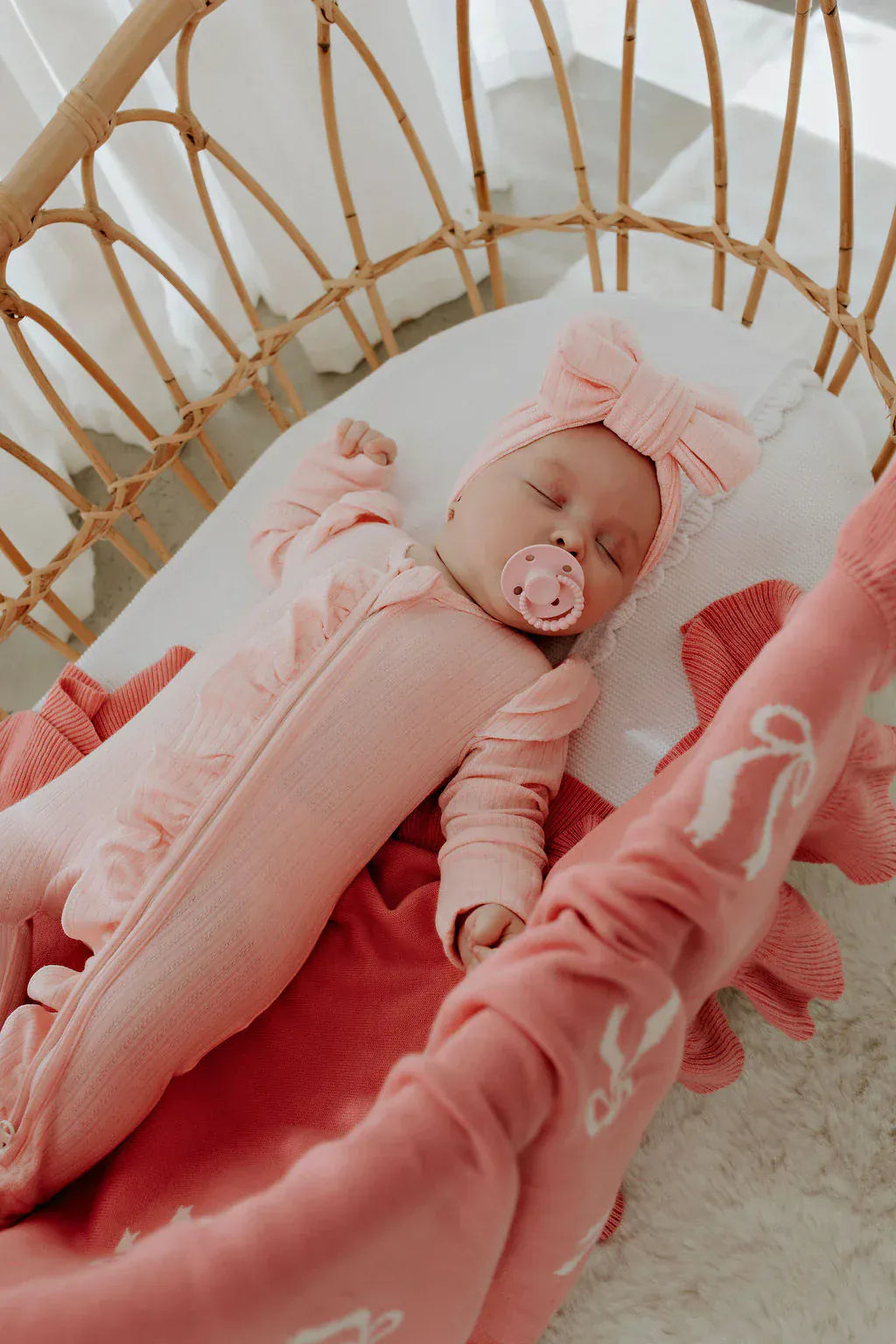 Confetti Kidz Girls All In One Candy Pink Pointelle Zipsuit