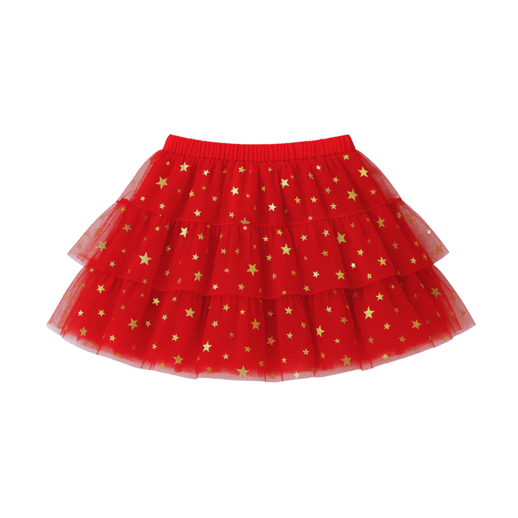 Confetti Kidz Girls Bottoms Classic Christmas Tulle Skirt - Red Stars