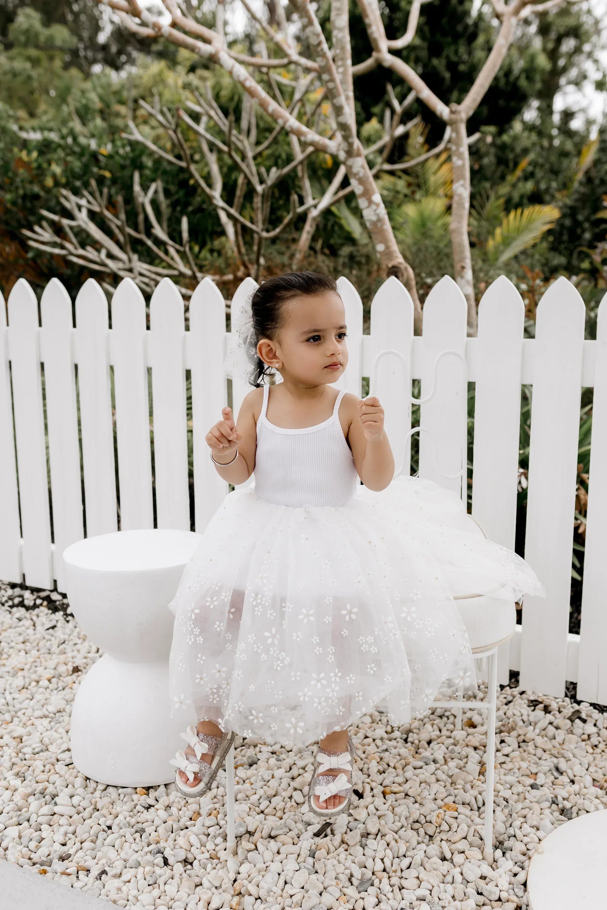 Confetti Kidz Girls Dress 3Y Ribbed Tulle Dress - Golden Daisies