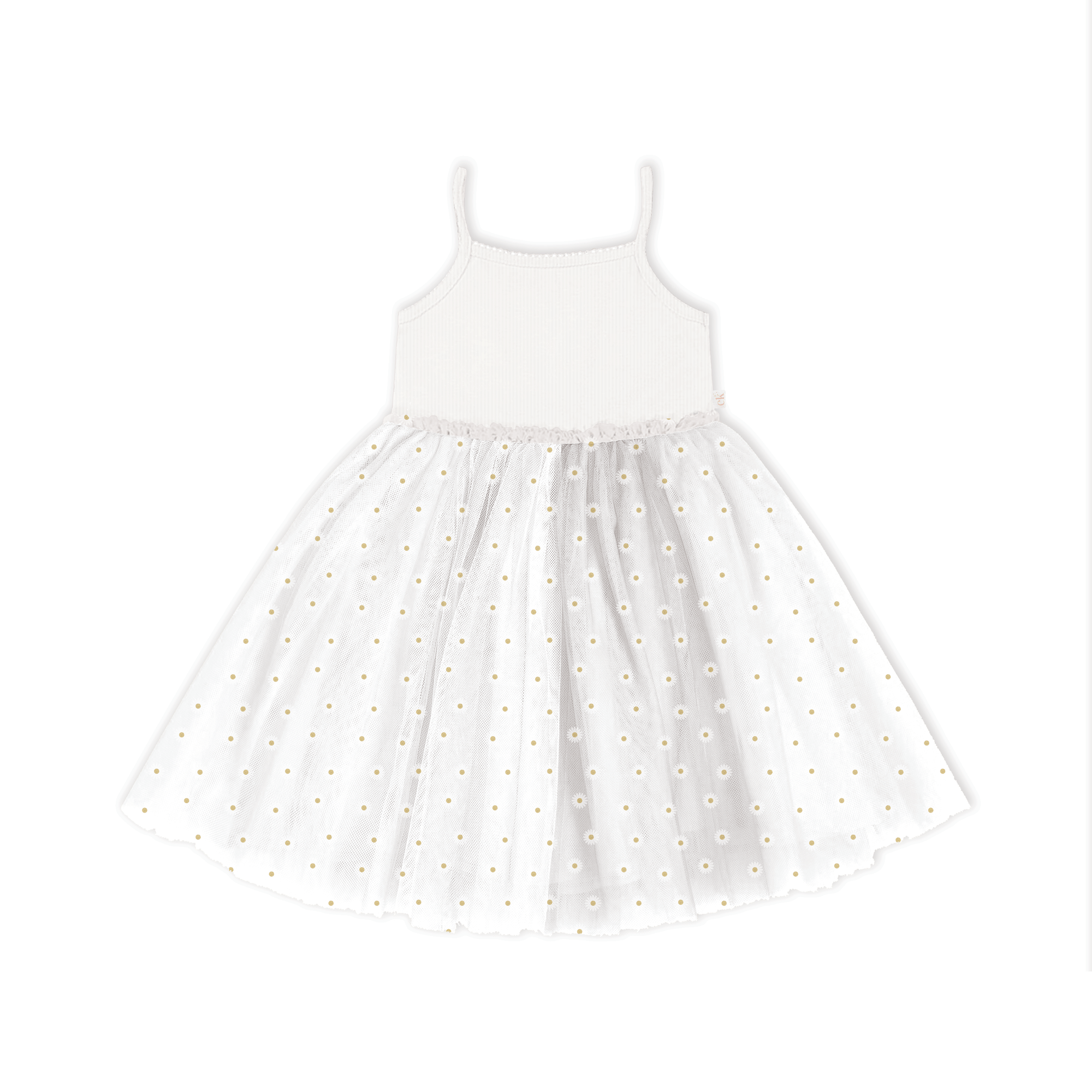 Confetti Kidz Girls Dress Ribbed Tulle Dress - Daisies