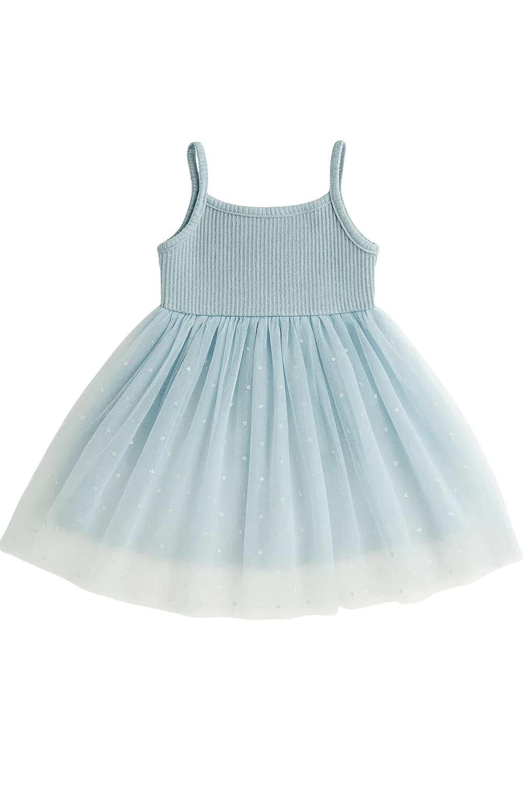 Confetti Kidz Girls Dress Ribbed Tulle Dress - Dusty Blue