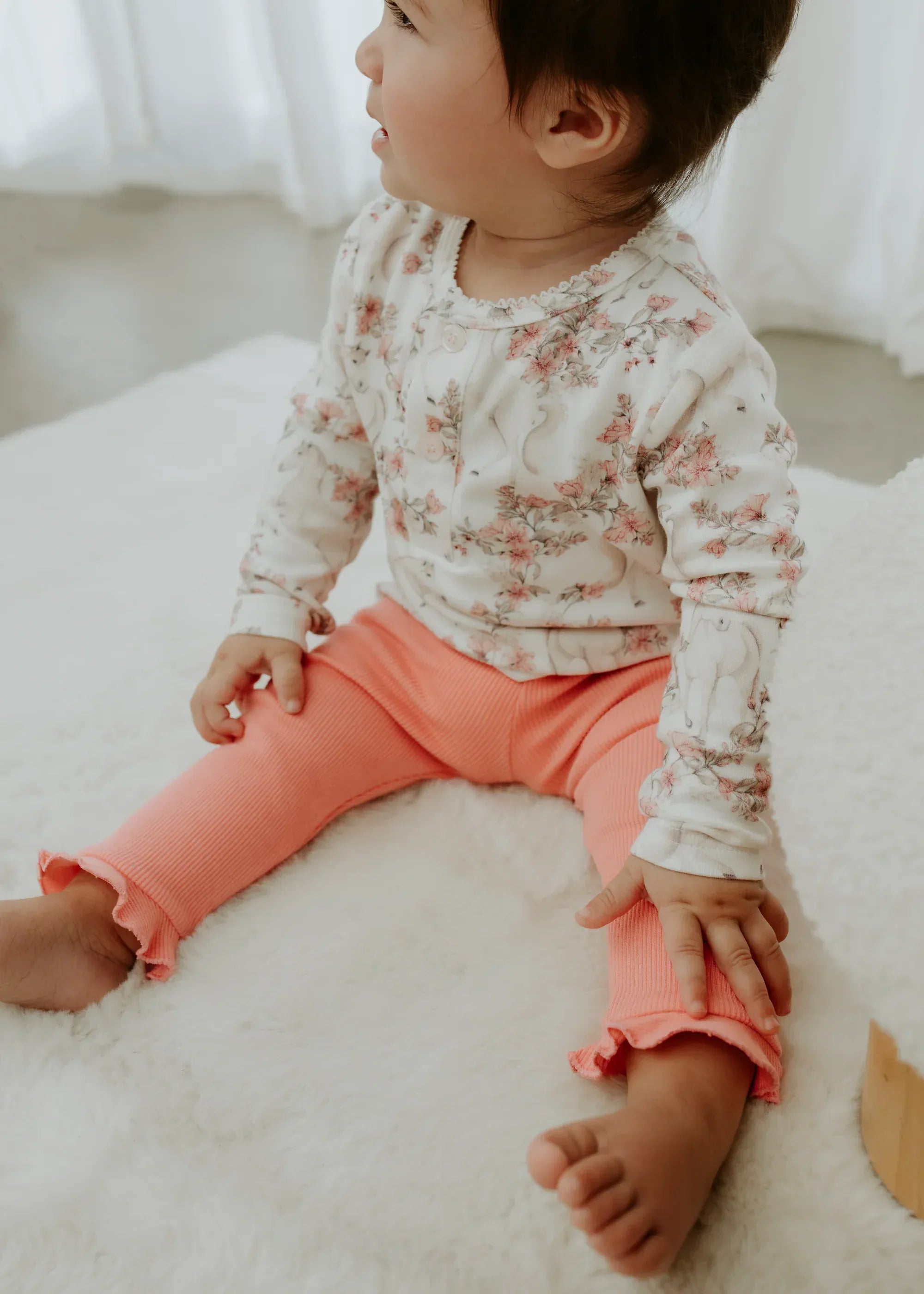 Confetti Kidz Girls Pants Rose Ribbed Leggings