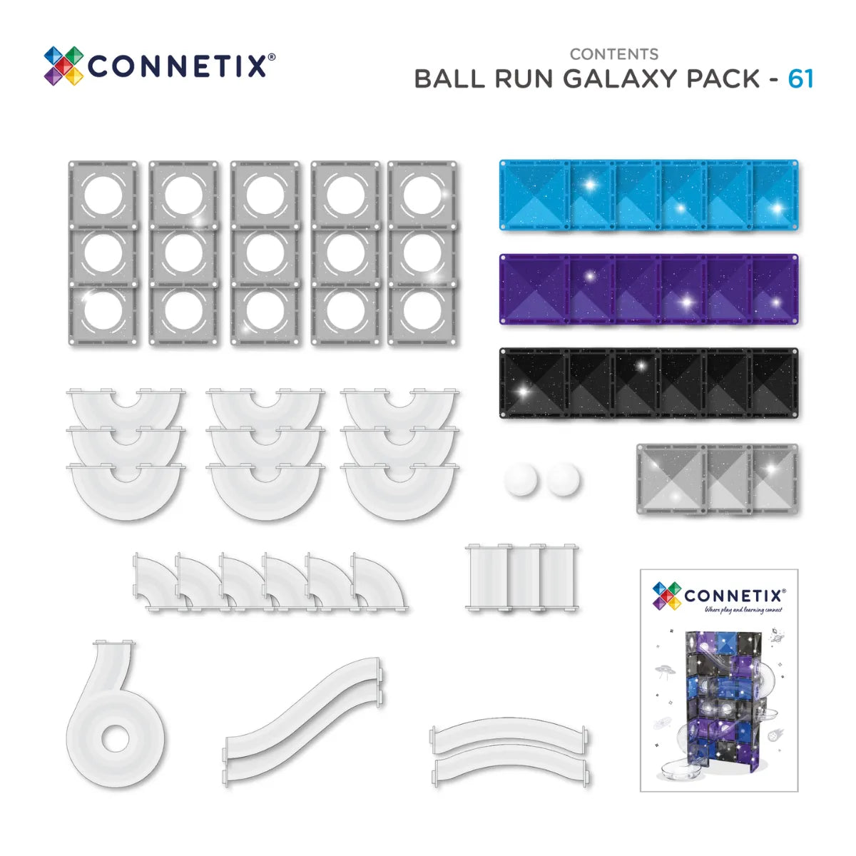 Connetix Toys Connetix - Ball Run Galaxy Pack 61 pc