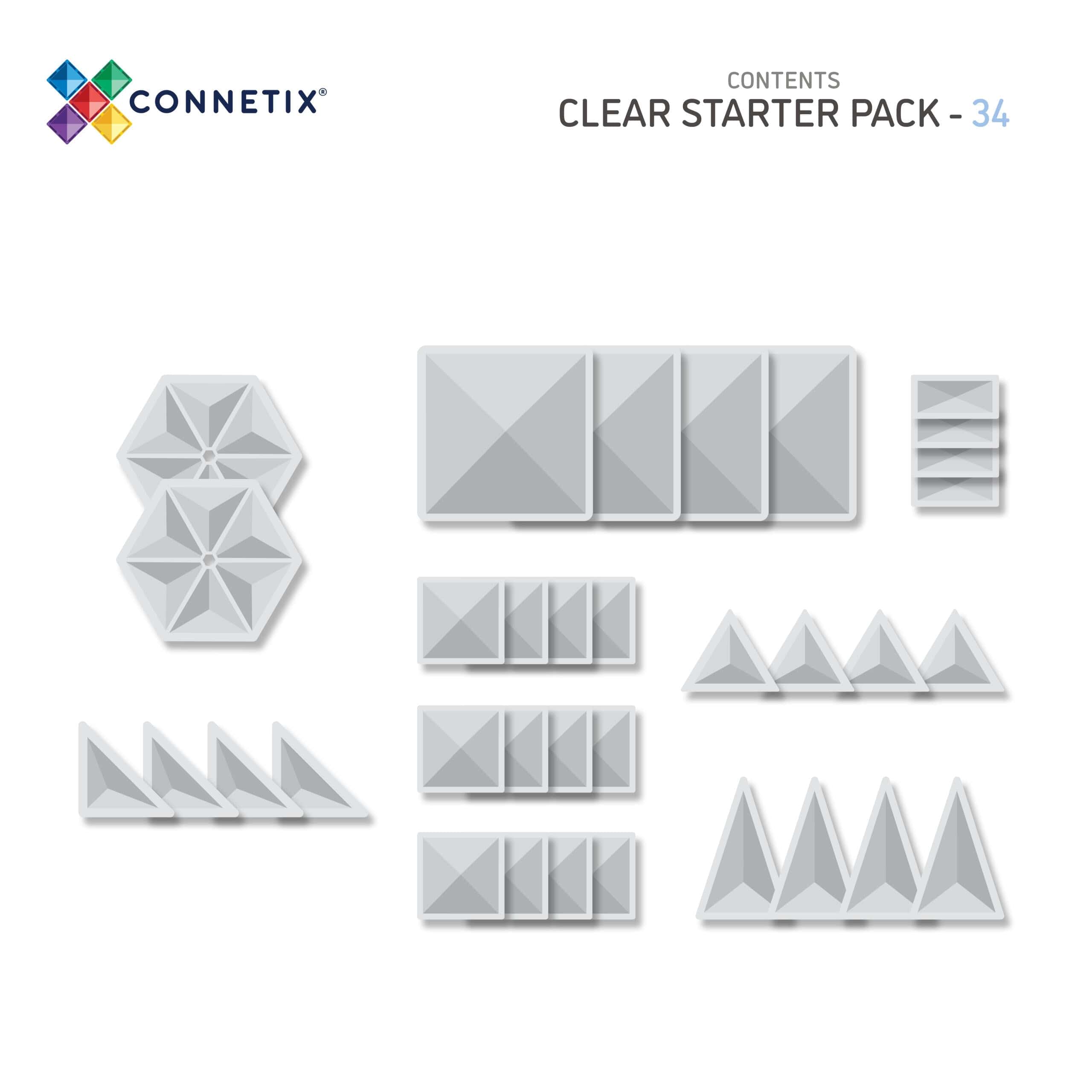 Connetix Toys Connetix- Clear Starter Pack 34pc