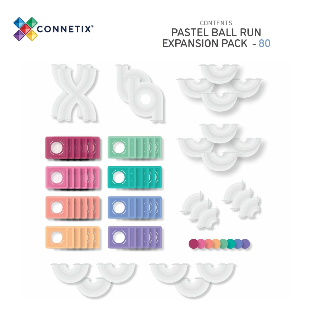 Connetix Toys Connetix - Pastel Ball Run Expansion Pack 80 pc