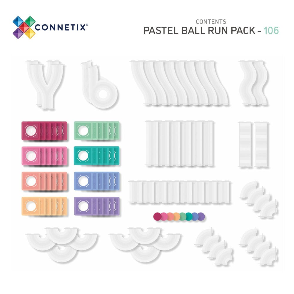 Connetix Toys Connetix - Pastel Ball Run Pack 106 pc